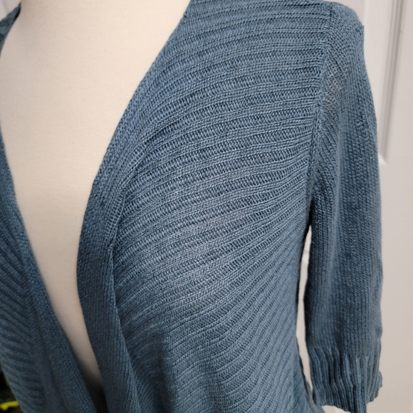 Eileen Fisher Drape Cardigan, Linen Silk, Blue, Women's Size XS - Picture 5 of 10